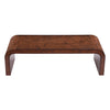 Haven 53.7\" Modern Waterfall Coffee Table Rectangular Burl Veneer Table with Curved Edges, Brown