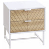 HOMCOM Nightstand with 2 Drawers and Steel Frame, Side Table, White