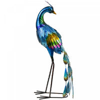 Outsunny Peacock Garden Statue Steel Lawn Ornament Multi-coloured