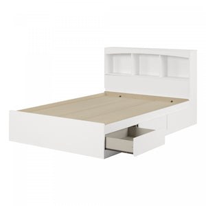Step One Mates Bed And Bookcase Headboard Set - Pure White
