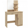 HOMCOM Vanity Table, Makeup Table with Mirror and Storage Shelves, Natural