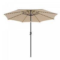 Costway 10 FT 112 LED Solar-Lighted Patio Table Market Umbrella Crank Tilt Outdoor Beige