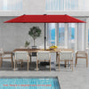 Costway 13 FT Large Patio Umbrella with LED Solar Lights Crank Handle 12 Heavy-Duty Ribs Wine