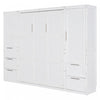 Angela Engineered Wood Murphy Wall Bed With Drawers And Shelves, Queen Size, White
