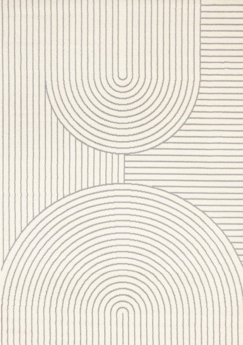 Forte White Grey Curved Arches Indoor Area Rug - 7'9\" x 10'6\"