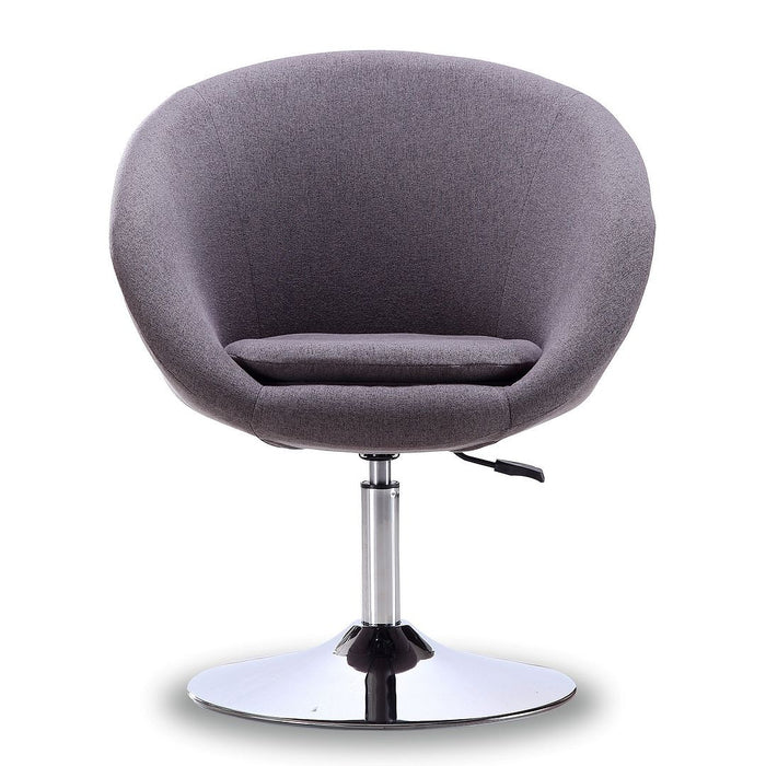 Manhattan Comfort Hopper Polished Chrome Twill Adjustable Height Accent Chair - Grey