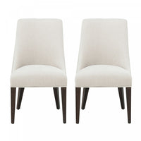 Beever Modern Wood Chenille Dining Chair in Cream - Set of 2 