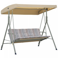 Outsunny 3-Seat Patio Swing Chair, Outdoor Porch Swing Glider, Light Brown