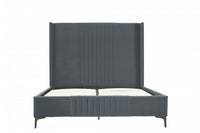 Promenade Mid-Century Modern Upholstered Velvet Queen Bed in Gray 