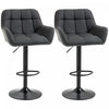 HOMCOM Adjustable Bar Stools Set of 2, Swivel Tufted Fabric Barstools