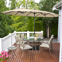 Costway 15 Ft Patio Double Sided Umbrella Outdoor Market Umbrella Beige