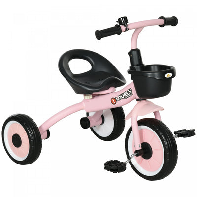 Qaba Tricycle For Toddler 2-5 Year Old Girls And Boys, Toddler Bike With Adjustable Seat, Basket, Be|Qaba Tricycle Pour Tout-petits Filles Et Garcons De 2 A 5 Ans, Velo Avec Siege Reglable, Panier, Clo