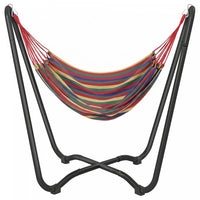 Outsunny Patio Hammock with Stand, Fabric Outdoor Hammock Bed with Stand, Muti-Colored