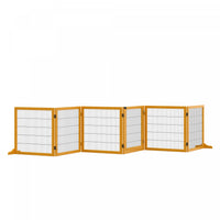 Pawhut Wooden Pet Gate, Dog Safety Barrier, Freestanding Foldable Fence, W/ 6 Panels, 2 Support Feet
