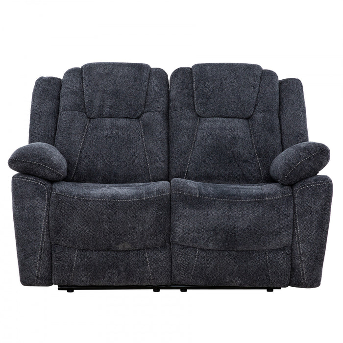 Renner 59 in. Upholstered Manual Reclining Loveseat with Lever - Dark Grey