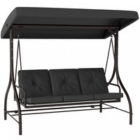 Outsunny 3 Seater Patio Swing Chair with Canopy Convertible Porch Swing Bed