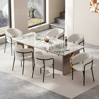 Ethan Set of 6 Modern Corduroy Upholstery Side Chair with Angled Legs and Adjustable Feet,Beige Dining Chair 