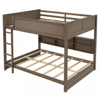 Aaron Wood Bunk Bed With Storage Cabinets And Usb Ports, Queen Size - Antique Wood