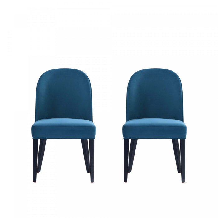 Hillman Modern Wood Upholstered Dining Chair in Blue - Set of 2