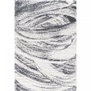 Paris Brushstrokes Cream Shag Area Rug - 6'7