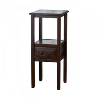 Veromca Chairside Wood Table With Storage And Shelf - Walnut Brown 