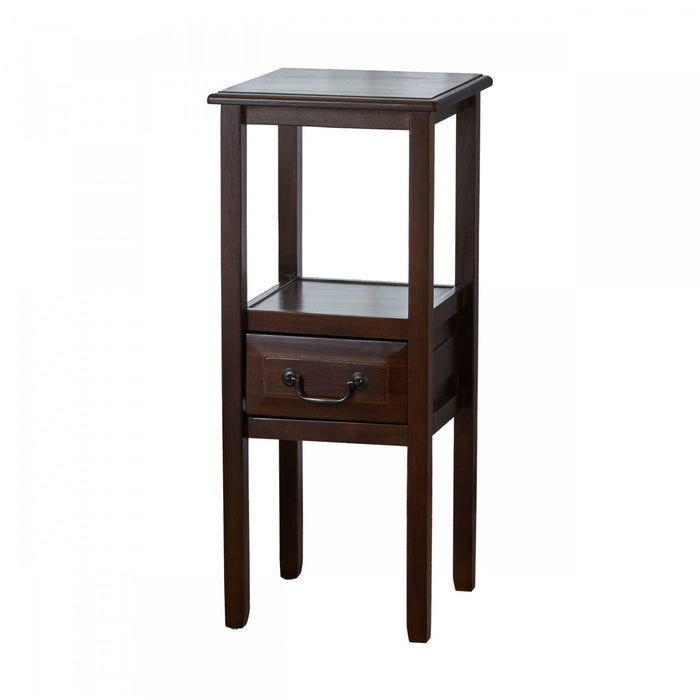 Veromca Chairside Wood Table With Storage And Shelf - Walnut Brown