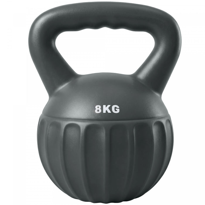 Soozier Kettlebell, 18 lbs Kettle Bell with Non-Slip Handle for Home Gym, Weight Lifting and Strength Training, Grey