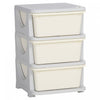 Qaba Kids Toy Storage Organizer With 3 Plastic Bins, 3 Tier Drawer Chest Utility For Kids Bedroom Nursery Kindergarten Living Room For Boys Girls Toddlers, Cream White