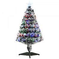 Homcom 3ft Pre-lit Optical Fiber Artificial Christmas Tree With 12 Led Lights And 90 Branches