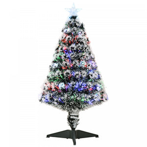 Homcom 3ft Pre-lit Optical Fiber Artificial Christmas Tree With 12 Led Lights And 90 Branches