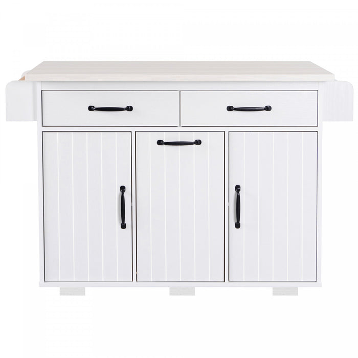 Nathan Kitchen Island With Tilt-out Trash Cabinet And Storage - White