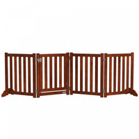 Pawhut Foldable Dog Gate With Door, 4 Panels Freestanding Pet Gate With Support Feet Indoor Playpen 