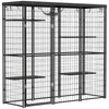 Pawhut Catio Outdoor Cat Enclosure, Weld Wire Outdoor Cat House With Waterproof Cover, 4 Jumping Platforms, Hammock, Cat Cage Indoor For 1-3 Kittens, 69\" X 22\" X 62\", Black