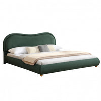 Olivia Upholstered Platform Bed Frame with Curved Headboard,King Size,Green King Bed 