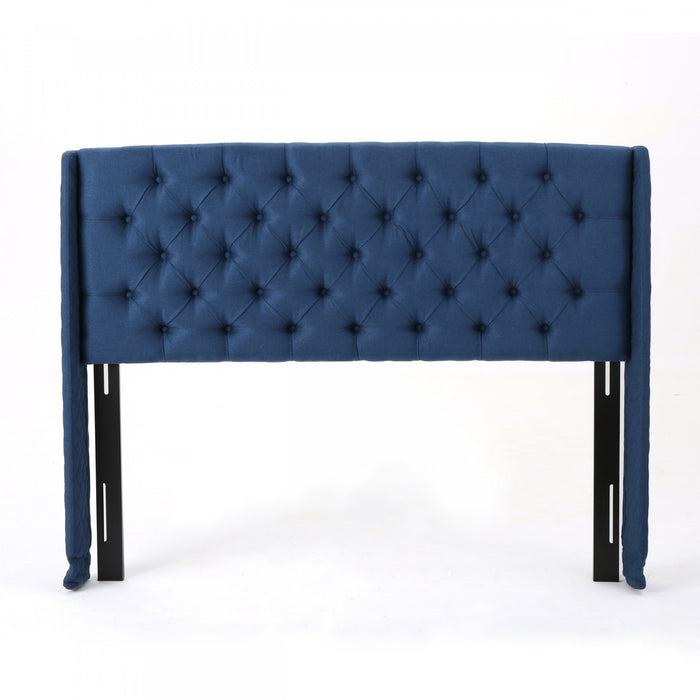 Hansen Upholstered Wingback Headboard With Button Tufting,king Size,dark Navy