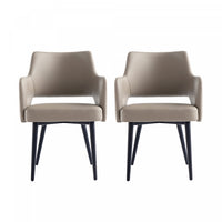 Tremont Modern Vegan Leather Metal Armchair in Taupe - Set of 2
