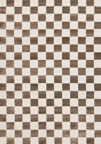 Leopold Checkered Brown White Geometric Area Rug - 7'10