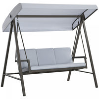 Outsunny 3 Seater Patio Swing Chair, Outdoor Swing Seat, Light Grey