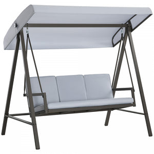 Outsunny 3 Seater Patio Swing Chair, Outdoor Swing Seat, Light Grey