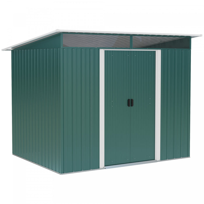 Outsunny 6' X 8.5' Garden Storage Shed, Metal Tool Storage House With Pc Boards And Double Doors For Outdoor Patio Yard, Dark Green