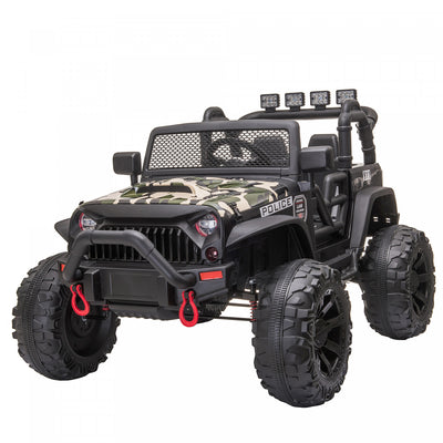 Aosom 12v Battery-powered Kids Electric Ride On Police Car 2-seater Suv Truck Toy With Parental Remo|Aosom Voiture Electrique 12v Pour Enfants A Piles Sur Voiture De Police 2 Places Vus Camion Jouet Av