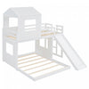 Marico Twin Over Solid Wood Full Bunk Bed With Slide, Playhouse Design, White