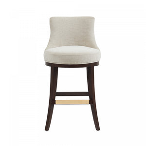 Lucia Modern Wood Upholstered Chenille Barstool in Natural Bar Stool