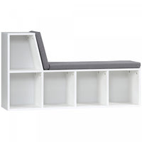 HOMCOM 5-Cubby Bookcase with Cushioned Reading Nook, Grey