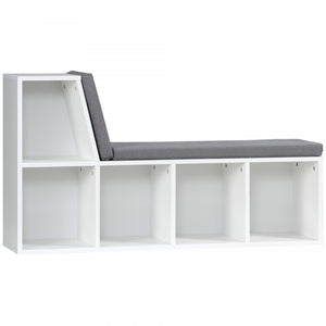 HOMCOM 5-Cubby Bookcase with Cushioned Reading Nook, Grey