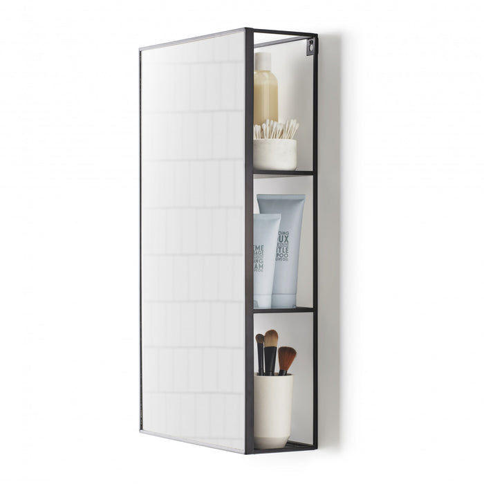 Umbra Cubiko Wall Mirror and Storage Unit - Black