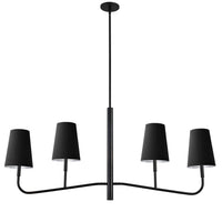 Dainolite Eleanor 4 Light Horizontal Chandelier Matte Black Black/Silver Shades Lamp