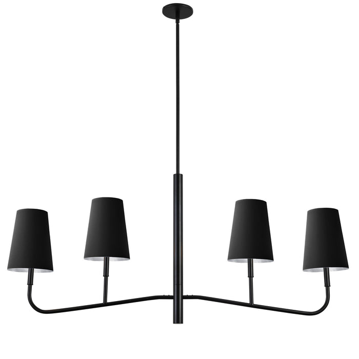 Dainolite Eleanor 4 Light Horizontal Chandelier Matte Black Black/Silver Shades Lamp