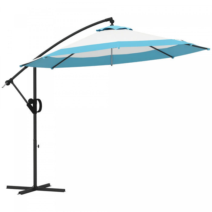 Outsunny 10ft Cantilever Patio Umbrella Offset Umbrella W/ Crank Tilt Blue