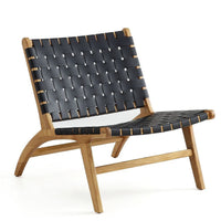 Manhattan Comfort Maintenon Leatherette Accent Chair - Black and Natural